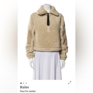 Rains Tan Faux Fur Pullover